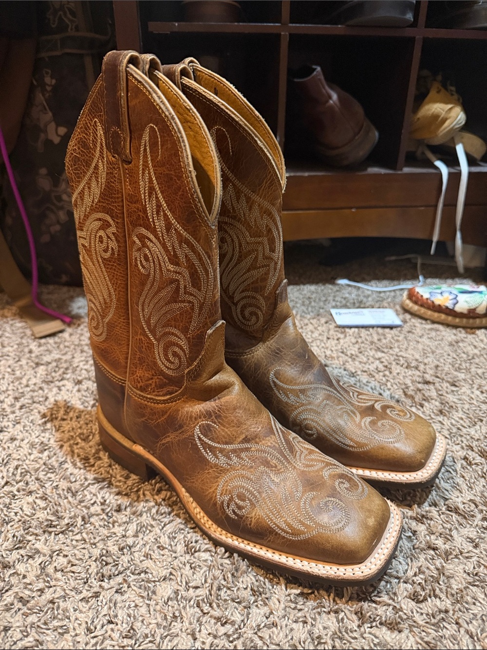 Justin boots Brown Embroidered Western women Cowboy Boots